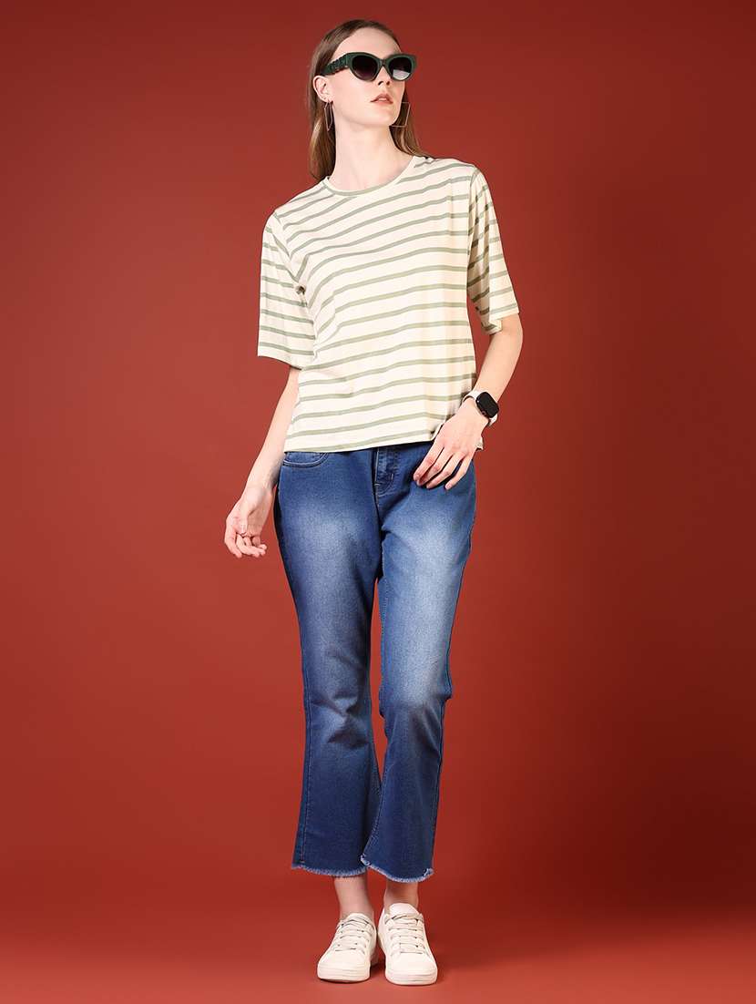 women striped short sleeves loose fit t-shirt - 21706794 -  Standard Image - 4