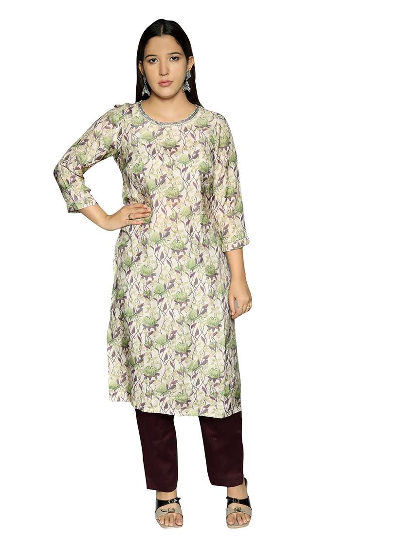 women floral round neck kurta pant set - 21707093 -  Standard Image - 1