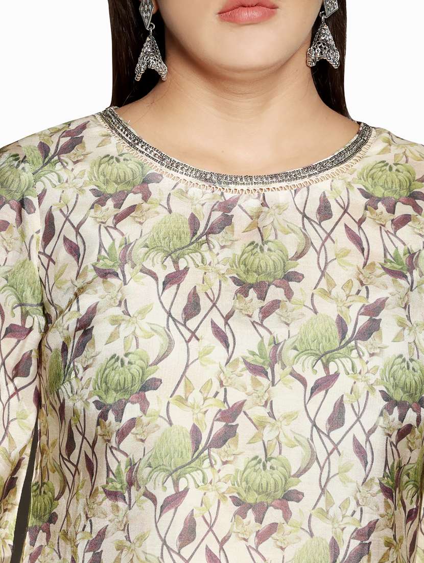 women floral round neck kurta pant set - 21707093 -  Standard Image - 4