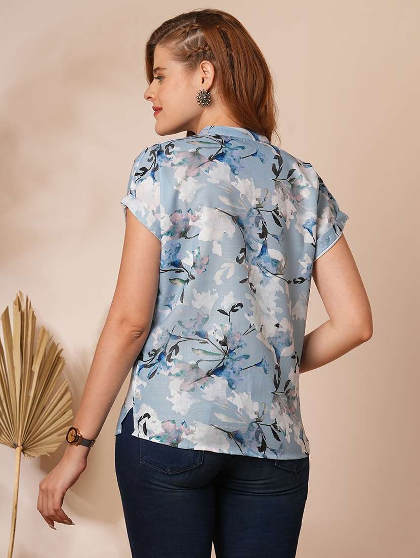 women floral printed short sleeve top - 21707216 -  Standard Image - 4