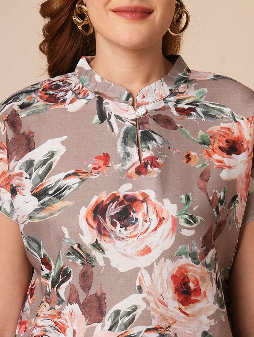 women floral printed short sleeve top - 21707217 -  Standard Image - 4