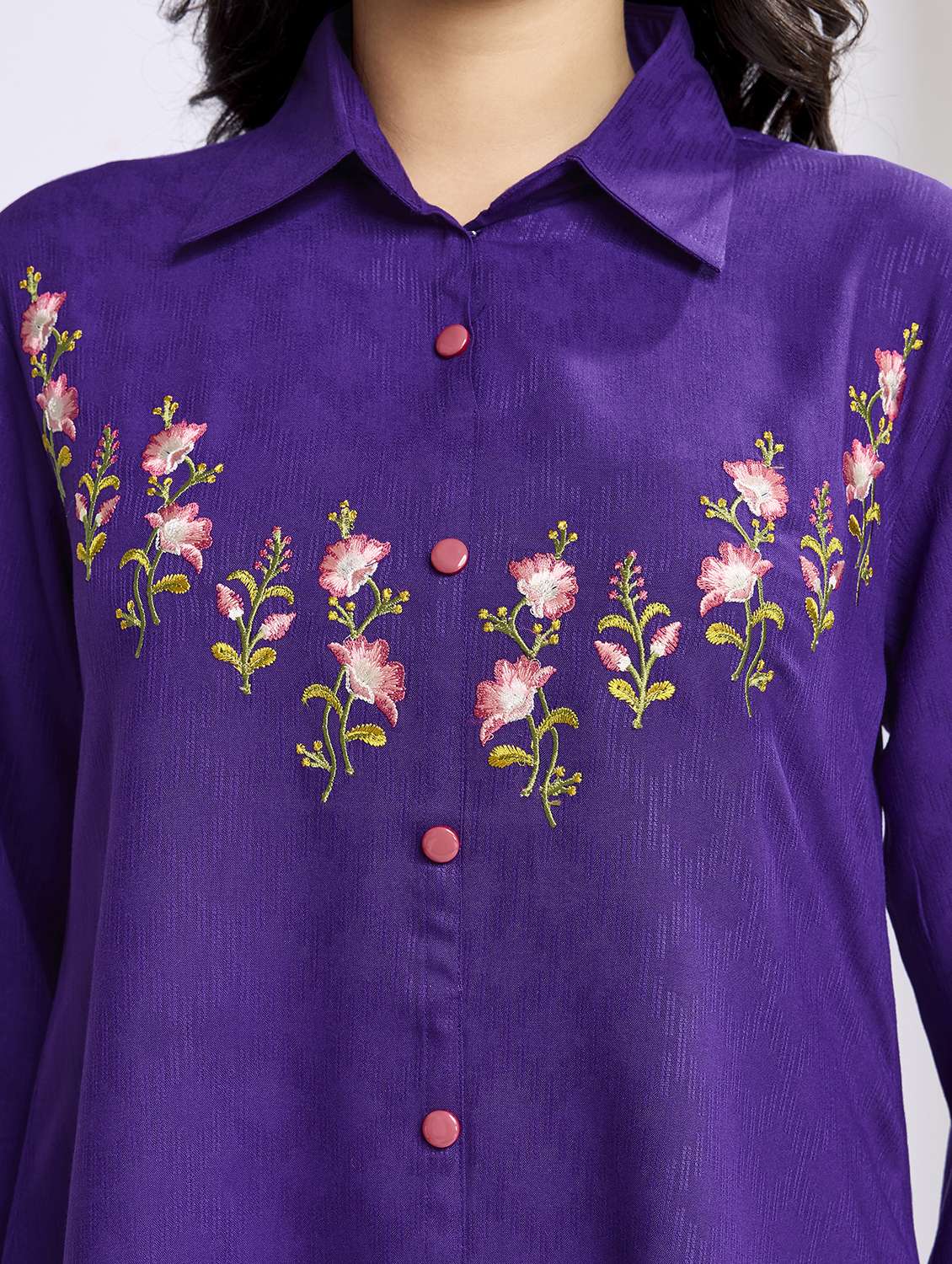 women purple embroidered regular top - 21707319 - Standard Image - 4