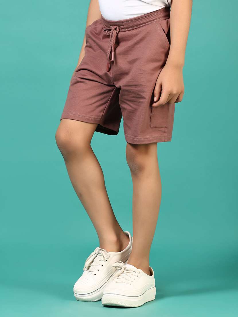 boys solid mid rise regular fit cargo shorts  - 21707396 -  Standard Image - 1