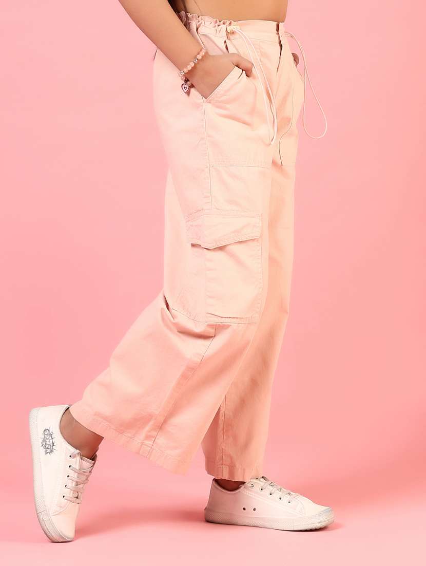 girls solid high rise cargo - 21707411 -  Standard Image - 1