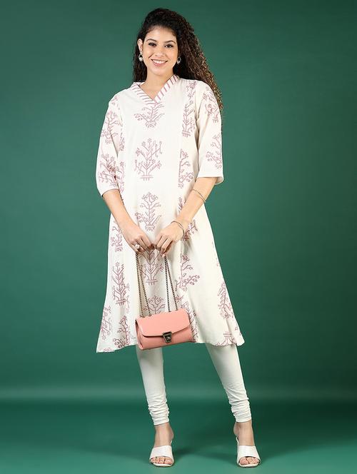 women printed three quarter sleeve a-line kurta - 21707439 - Standard Image - 0