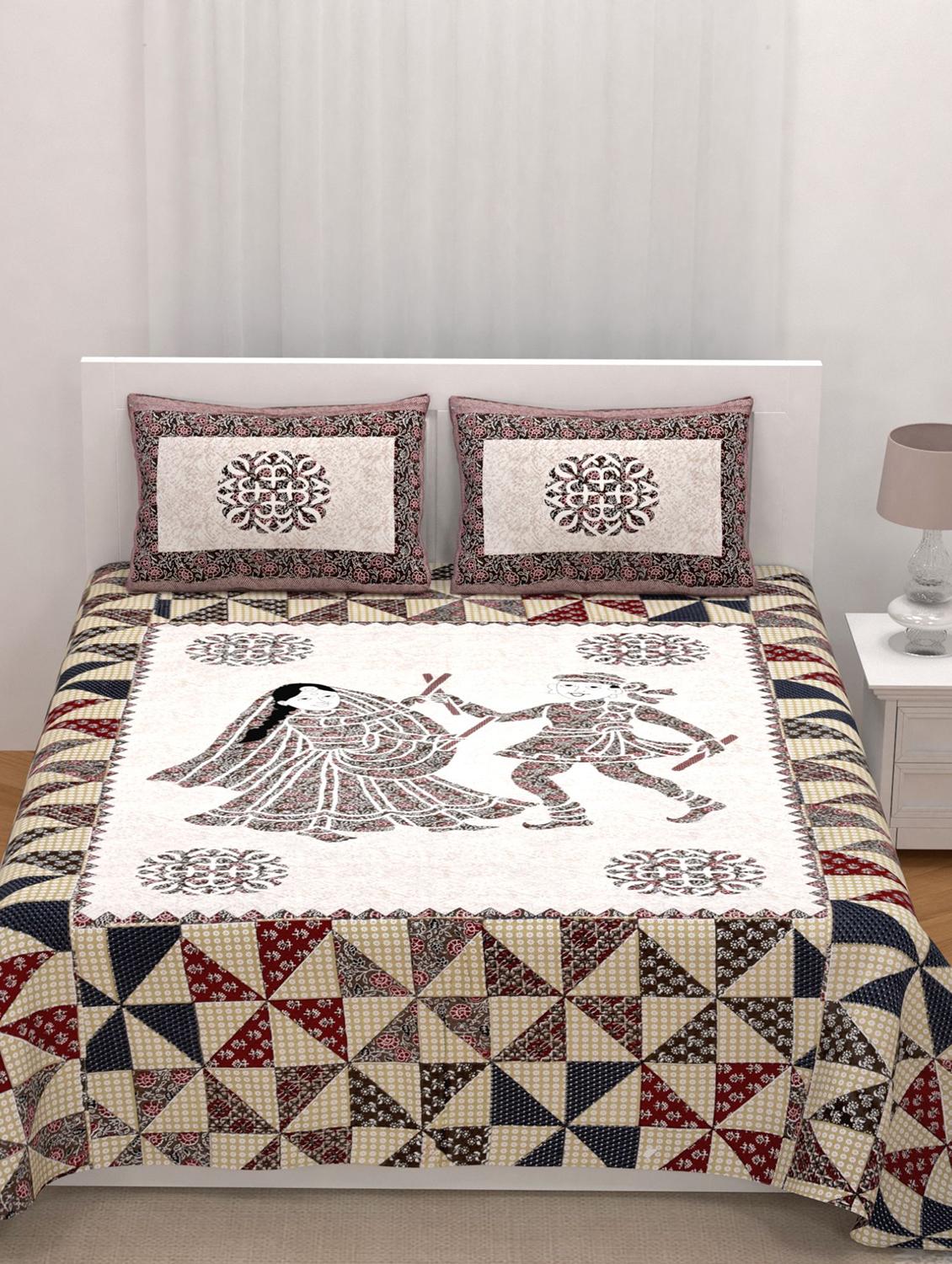 bombay spreads cotton king size bedsheet with 2 pillow cover - 21707549 - Standard Image - 1