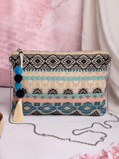 women beige self design sling bag - 21707563 - Standard Image - 0