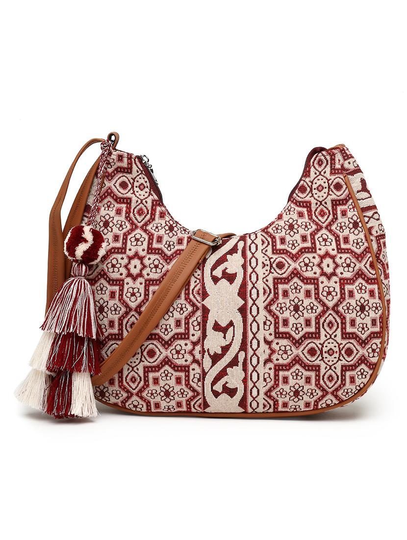 women maroon floral sling bag - 21707564 -  Standard Image - 1