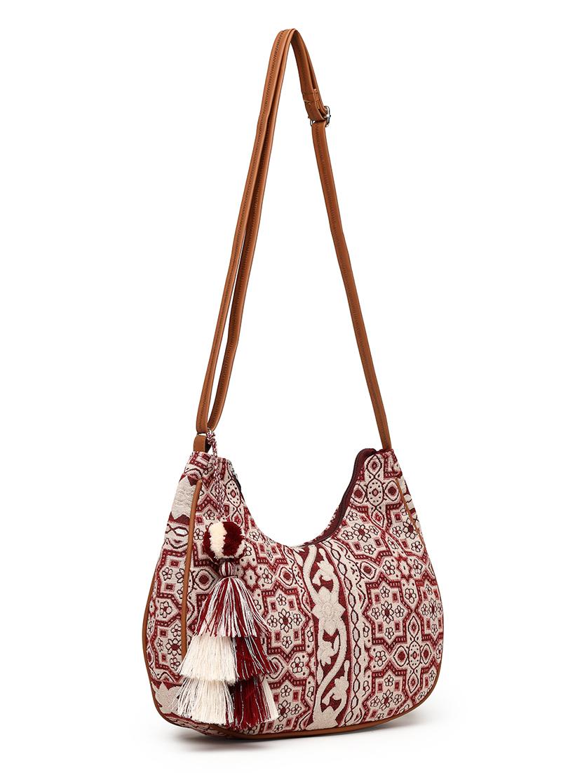 women maroon floral sling bag - 21707564 - Standard Image - 4