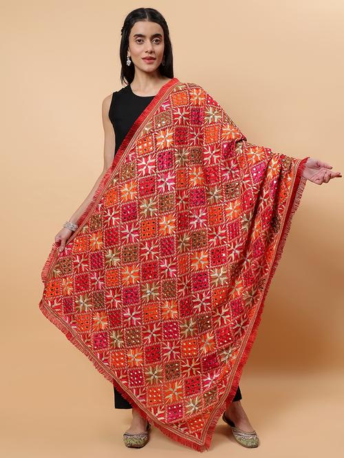 women phulkari dupatta with mirror work - 21707675 - Standard Image - 0