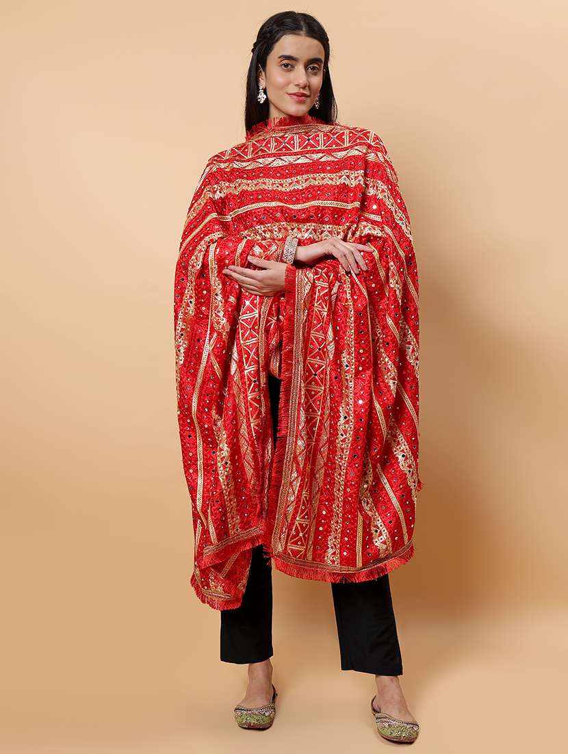 women phulkari dupatta with mirror work - 21707678 -  Standard Image - 1