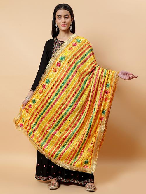 women phulkari dupatta with mirror work - 21707682 -  Standard Image - 0