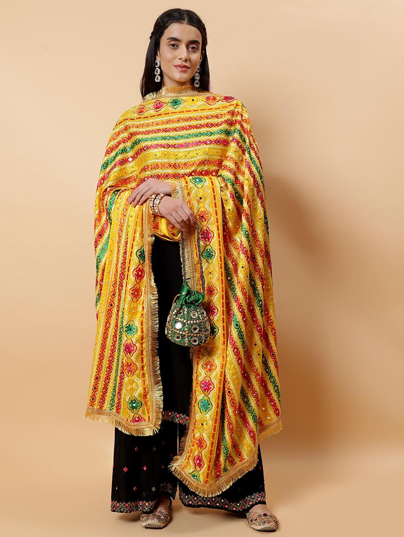 women phulkari dupatta with mirror work - 21707682 -  Standard Image - 1