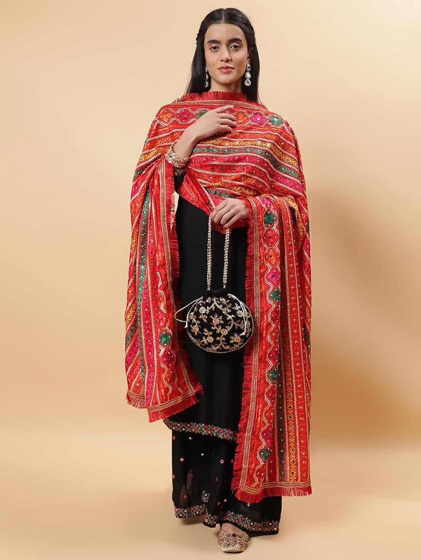 women phulkari dupatta with mirror work - 21707683 -  Standard Image - 1