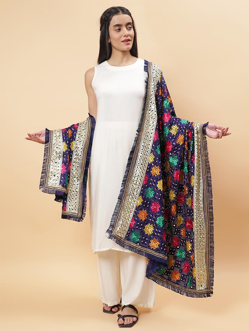 women phulkari dupatta with mirror work - 21707687 -  Standard Image - 1