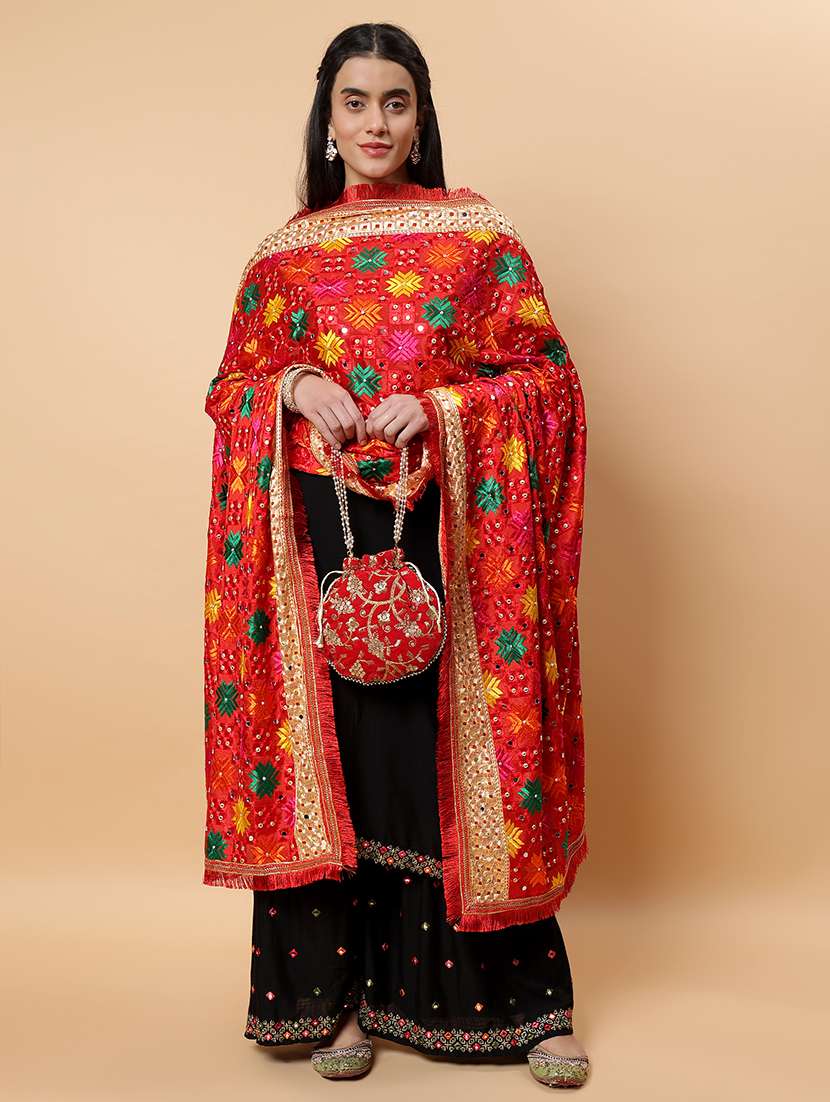 women phulkari dupatta with mirror work - 21707688 -  Standard Image - 1