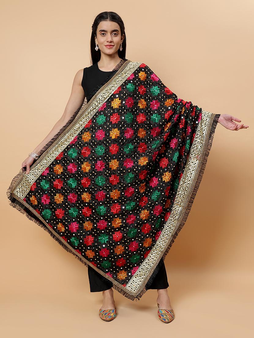 women phulkari dupatta with mirror work - 21707689 - Zoom Image - 0
