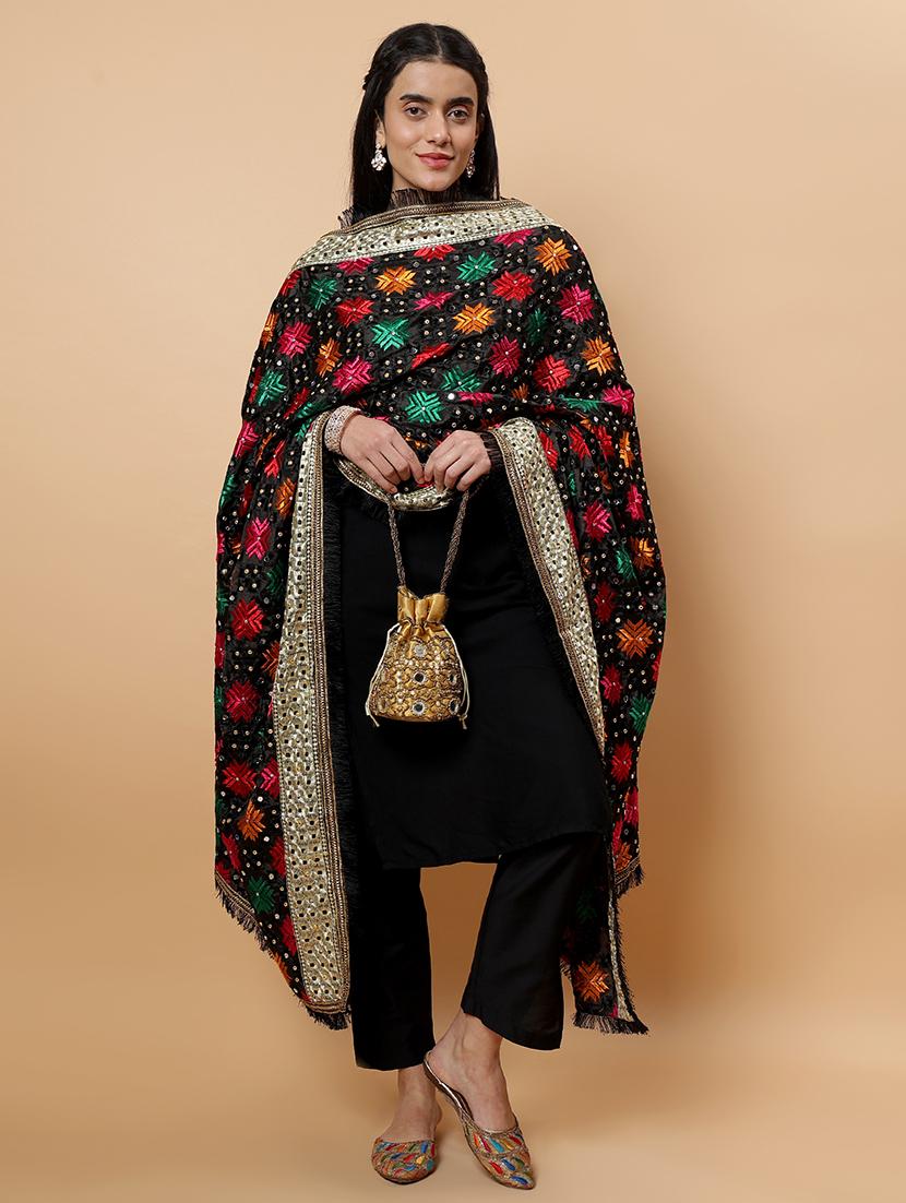 women phulkari dupatta with mirror work - 21707689 - Standard Image - 1