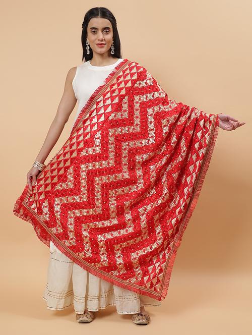 women phulkari dupatta with mirror work - 21707690 - Standard Image - 0