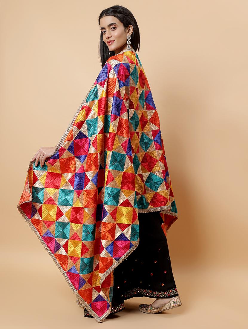 women multicolour phulkari bagh dupatta - 21707691 - Standard Image - 4
