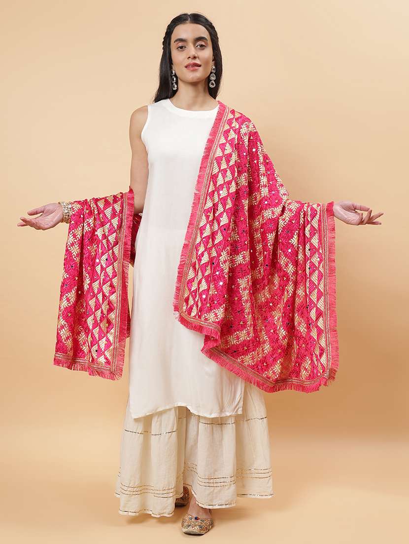 women phulkari dupatta with mirror work - 21707694 -  Standard Image - 1