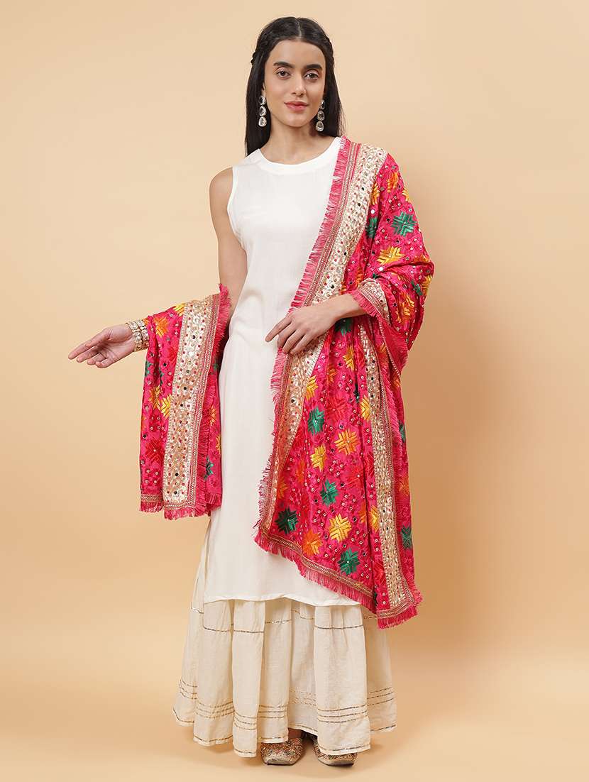 women phulkari dupatta with mirror work - 21707697 -  Standard Image - 1