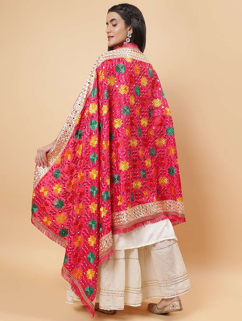 women phulkari dupatta with mirror work - 21707697 -  Standard Image - 4