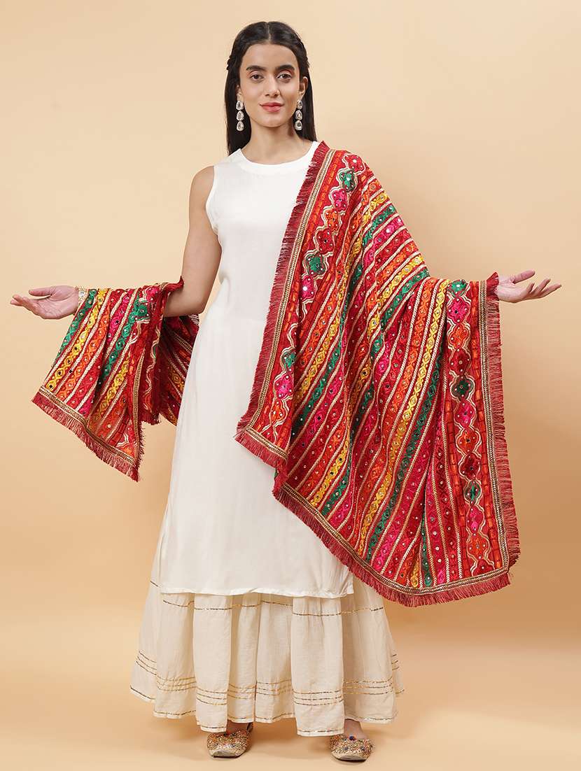 women phulkari dupatta with mirror work - 21707698 -  Standard Image - 1