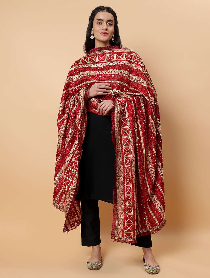 women phulkari dupatta with mirror work - 21707703 -  Standard Image - 1
