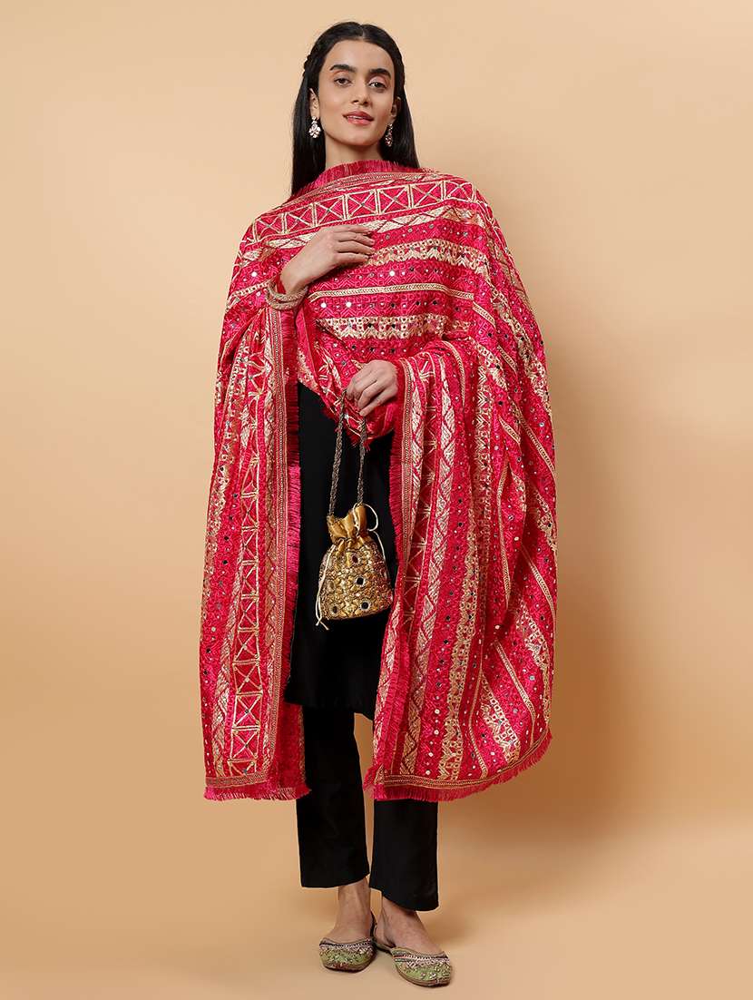 women phulkari dupatta with mirror work - 21707704 -  Standard Image - 1