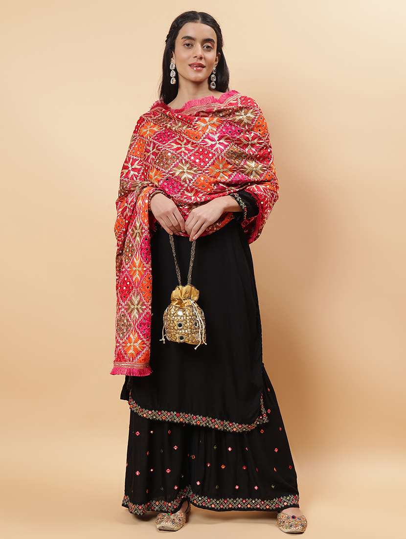 women phulkari dupatta with mirror work - 21707706 -  Standard Image - 1