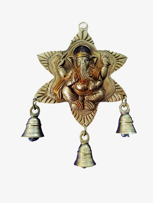 vidixn brass ganpati bell wall hanging/ganpati on star decorative showpiece for ganesh utsav, home decor, festivals, gifts - 21707824 -  Standard Image - 0