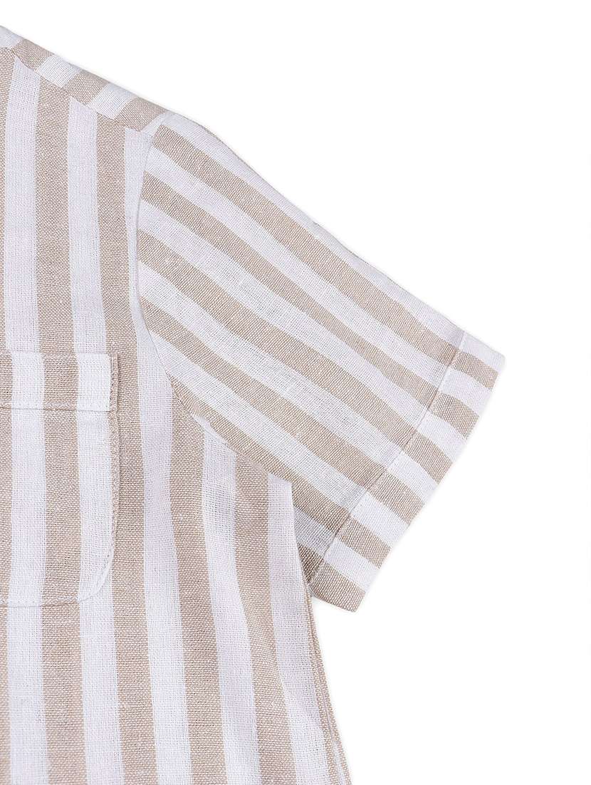 boys beige stripes shirts & shorts set - 21707855 -  Standard Image - 4