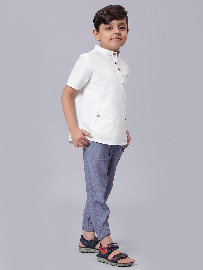 boys white solid short kurta - 21707857 - Standard Image - 1