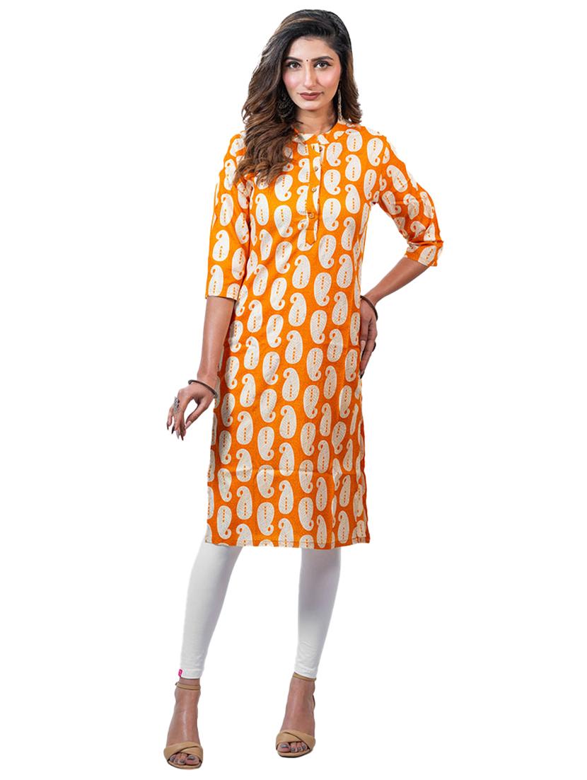 women paisley three quarter sleeve straight kurta - 21707882 -  Zoom Image - 0