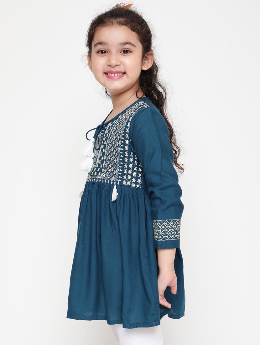 girls embroidered round neck top - 21707968 -  Standard Image - 1