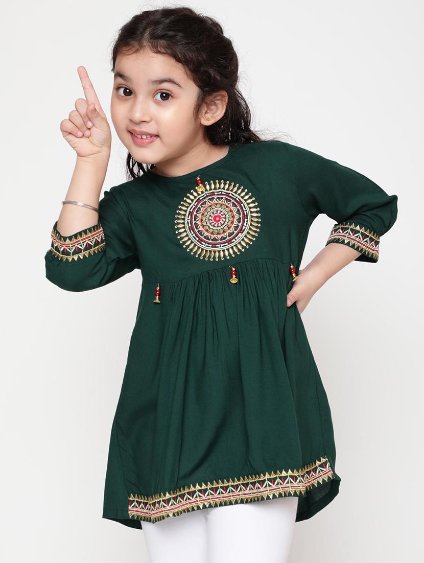 girls embroidered round neck top - 21707976 - Standard Image - 1