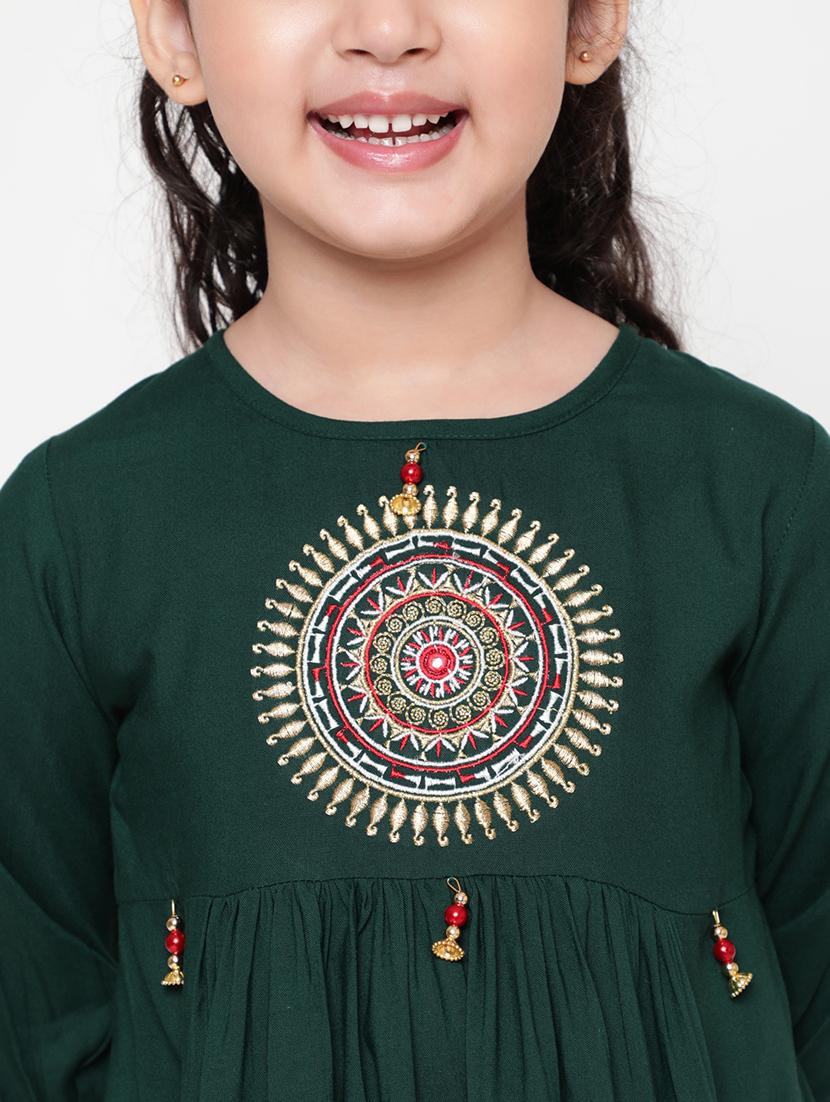 girls embroidered round neck top - 21707976 - Standard Image - 4