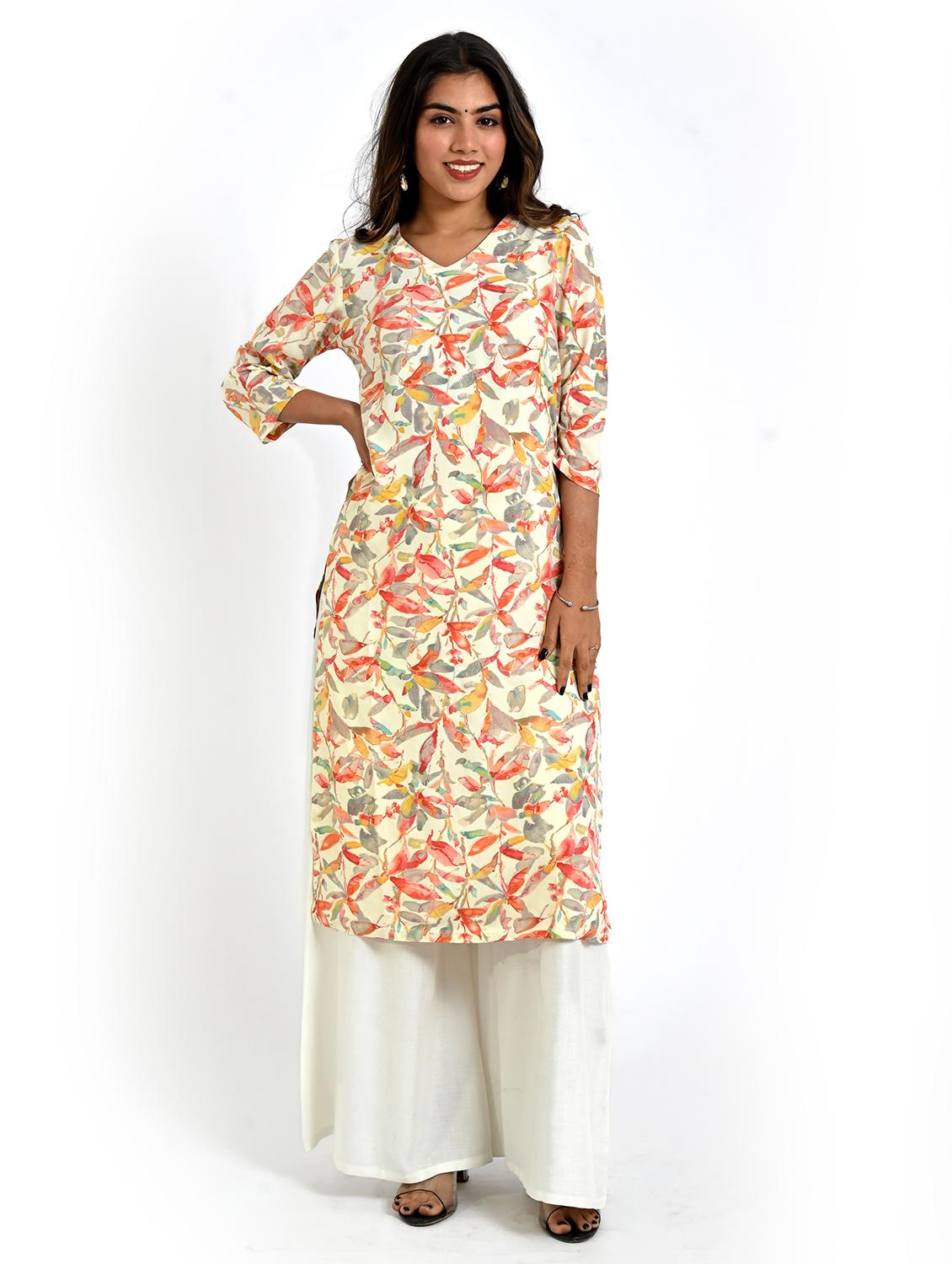women printed three quarter sleeve straight kurta - 21708122 - Zoom Image - 0