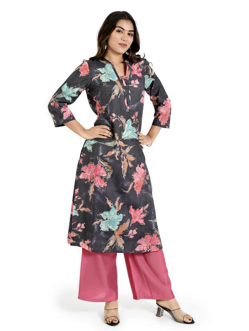 women printed three quarter sleeve staright kurta - 21708127 -  Standard Image - 0