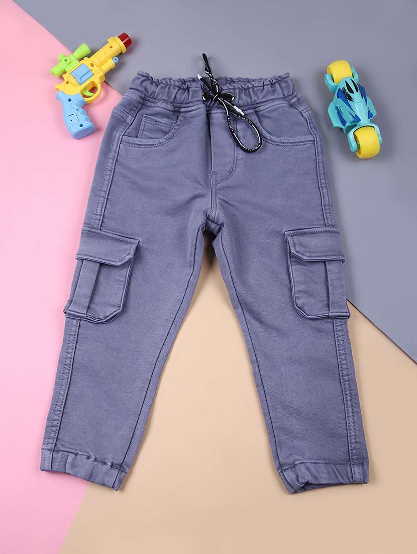 boys solid mid rise cargo