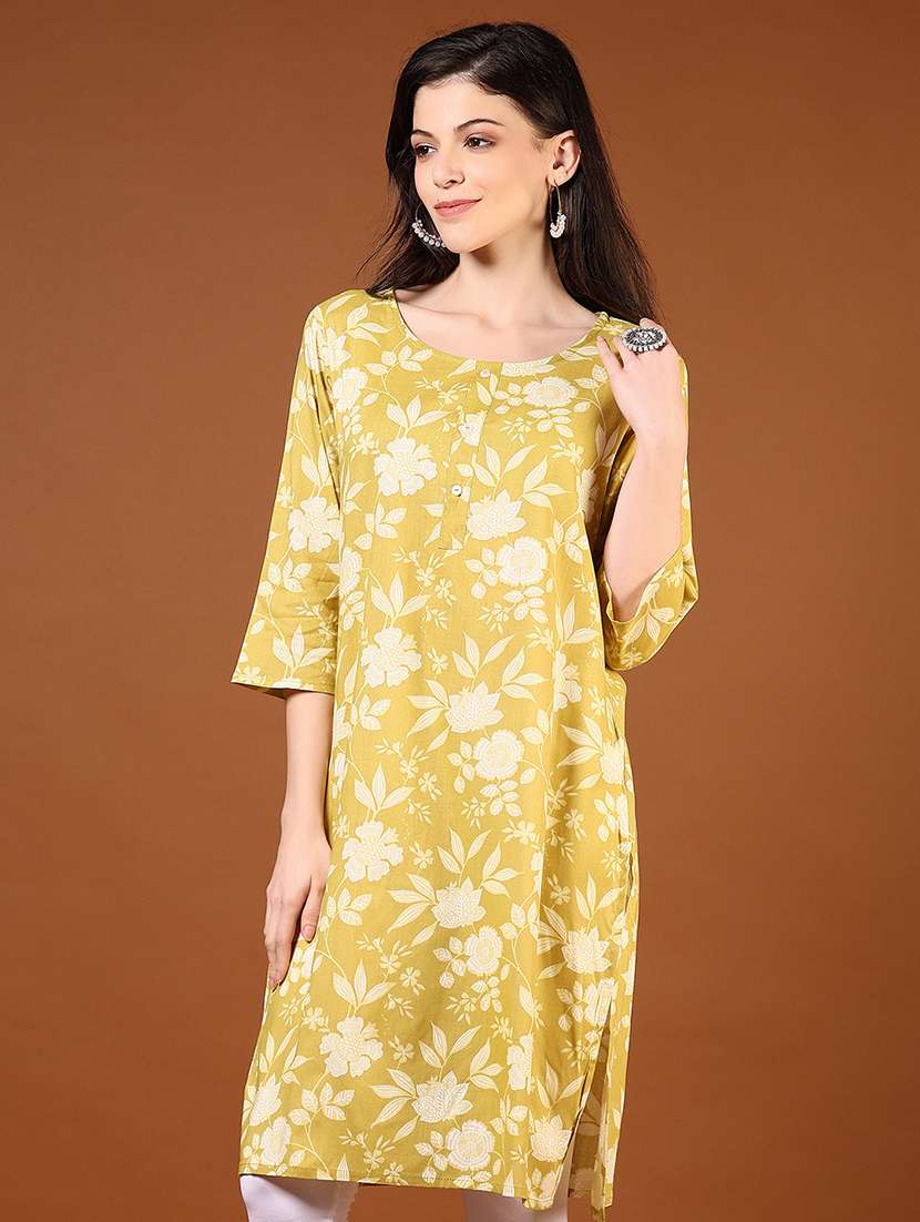 women printed round neck straight kurta - 21708277 -  Standard Image - 1