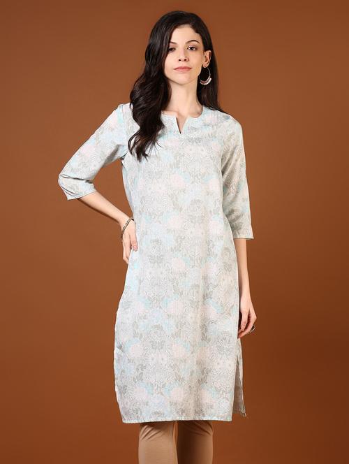 women printed notch neck straight kurta - 21708314 - Standard Image - 0