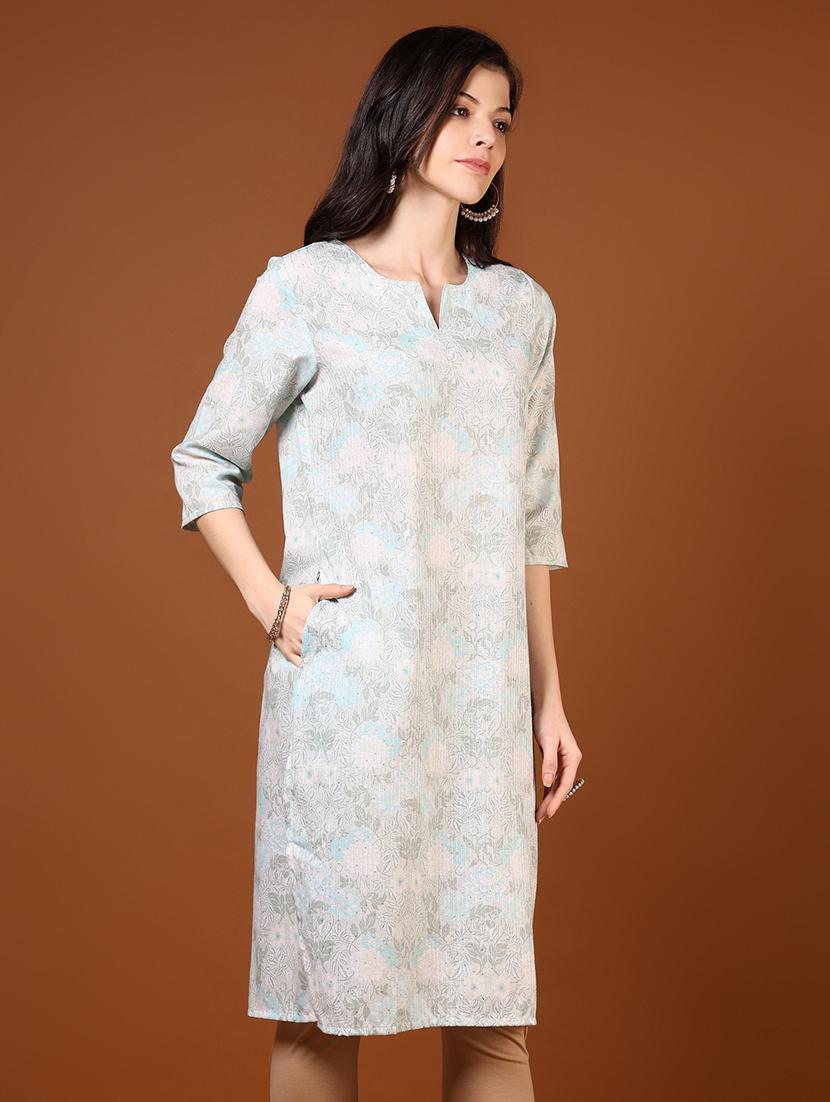 women printed notch neck straight kurta - 21708314 - Standard Image - 1