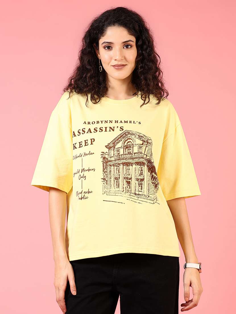 women front printed drop shoulder t-shirt