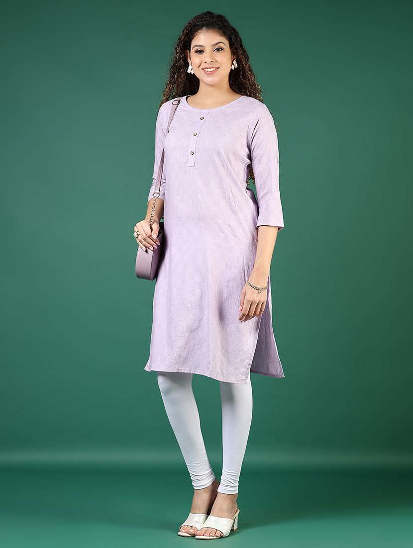 women self designed round neck straight kurta - 21708364 -  Standard Image - 4