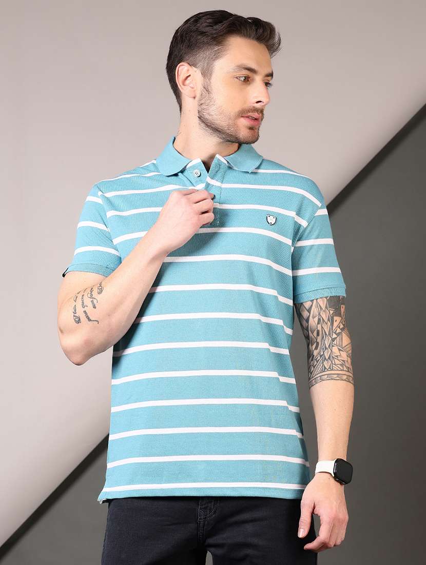 men striped short sleeve regular fit polo t-shirt - 21708370 -  Standard Image - 1