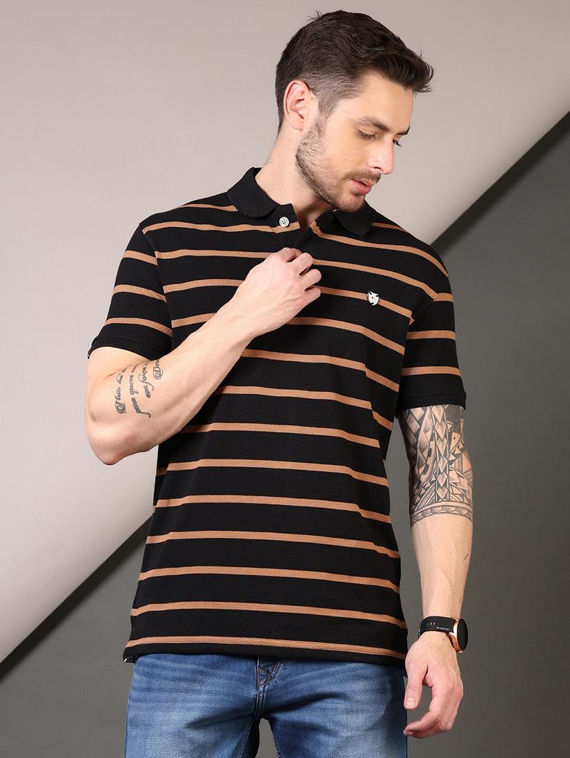 men striped short sleeves polo t-shirt - 21708371 - Standard Image - 1