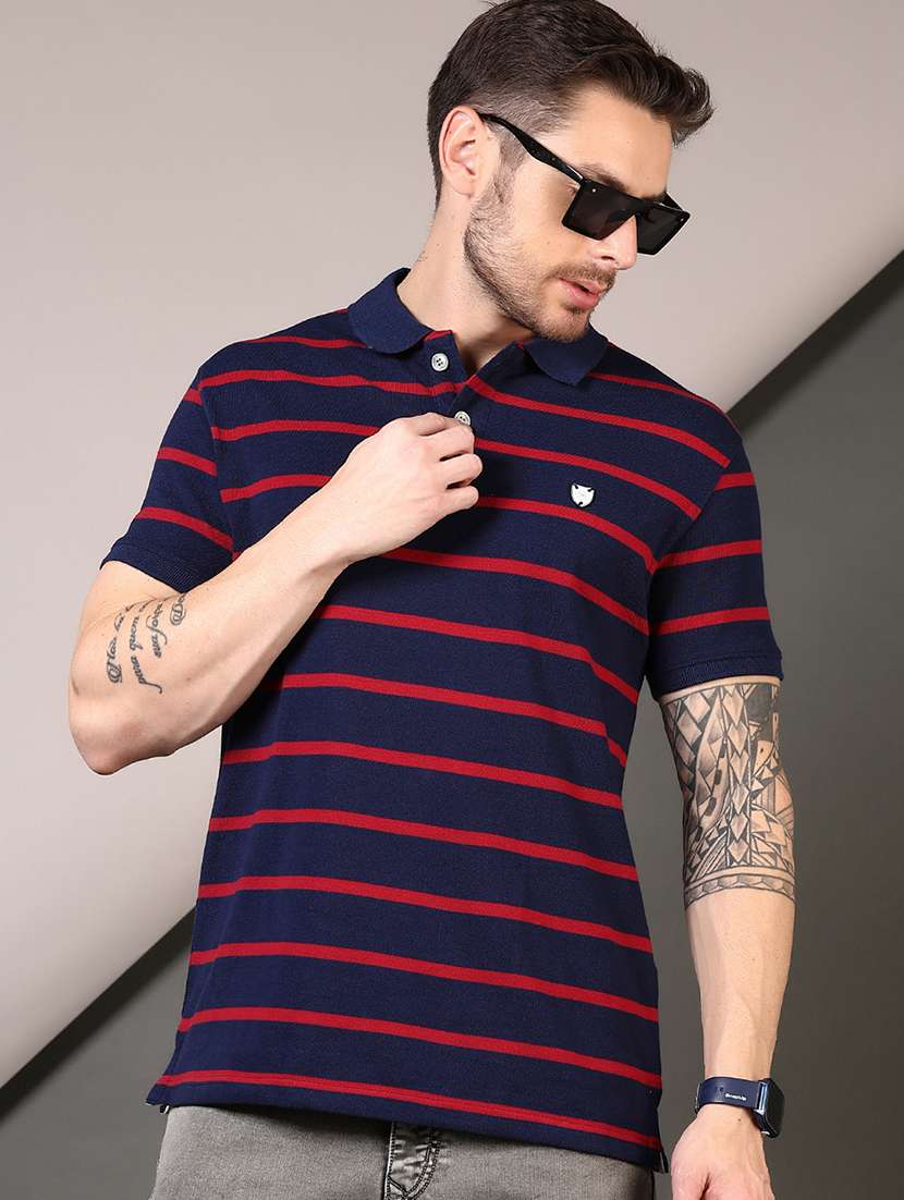 men striped short sleeves polo t-shirt - 21708372 -  Standard Image - 1