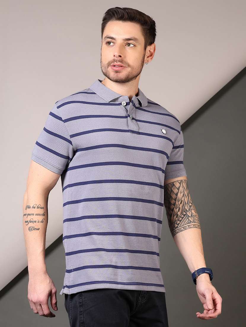 men striped short sleeve regular fit polo t-shirt - 21708373 - Standard Image - 1